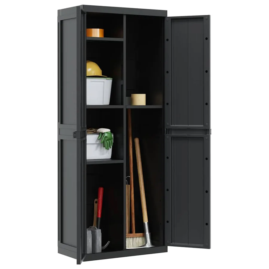Armoire de rangement d'extérieur noir 65x37x165 cm PP - 4