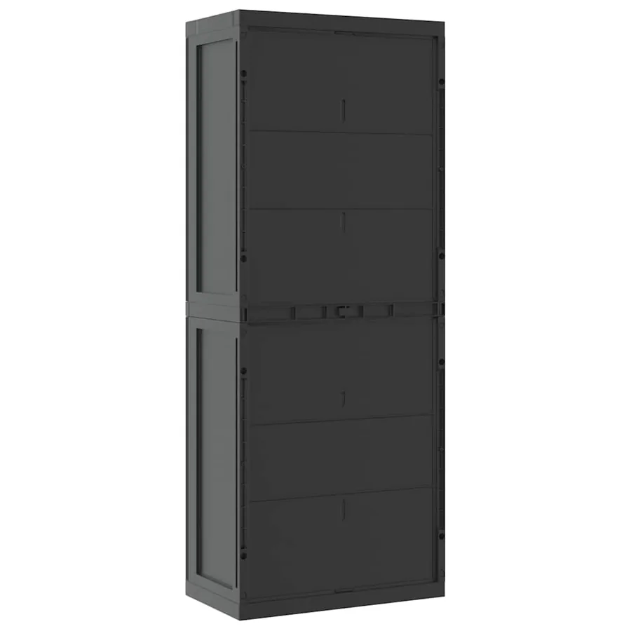 Armoire de rangement d'extérieur noir 65x37x165 cm PP - 8