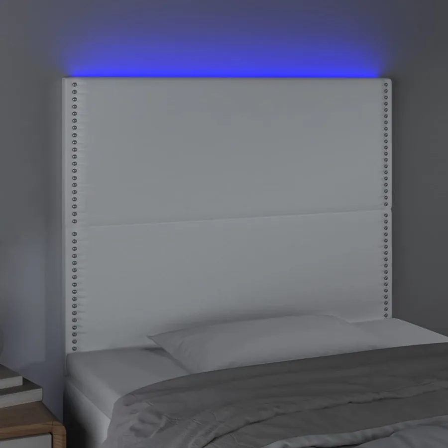 Tête de lit à LED Blanc 100x5x118/128 cm Similicuir - 3