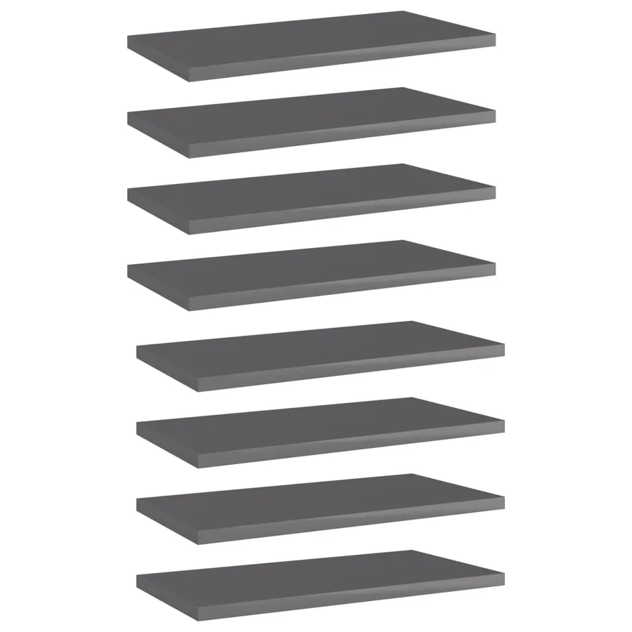 Panneaux bibliothèque 8pcs Gris brillant 40x20x1,5cm Aggloméré