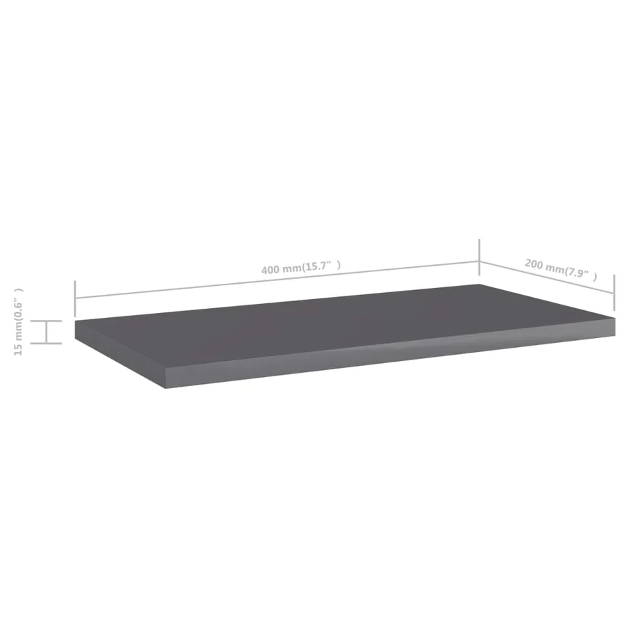 Panneaux bibliothèque 8pcs Gris brillant 40x20x1,5cm Aggloméré - 5