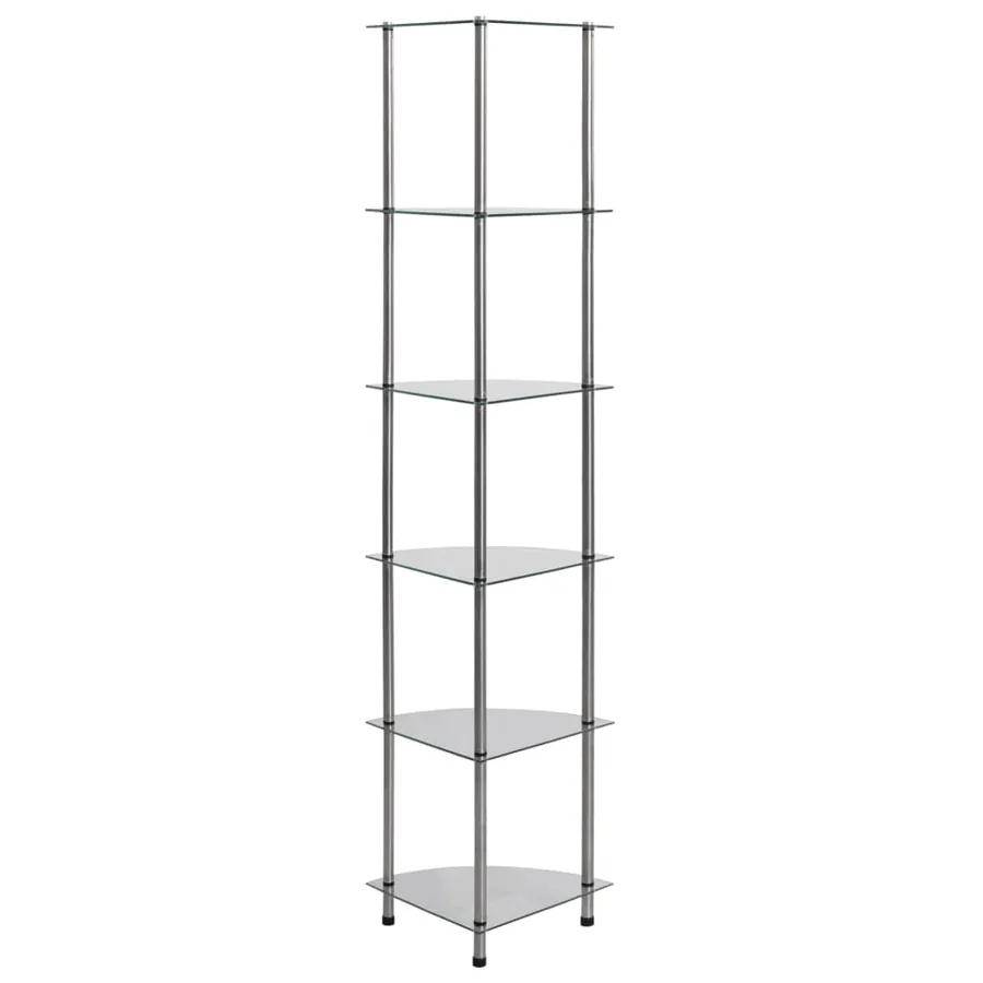 Étagère à 6 niveaux Transparent 30x30x160 cm Verre trempé - 3
