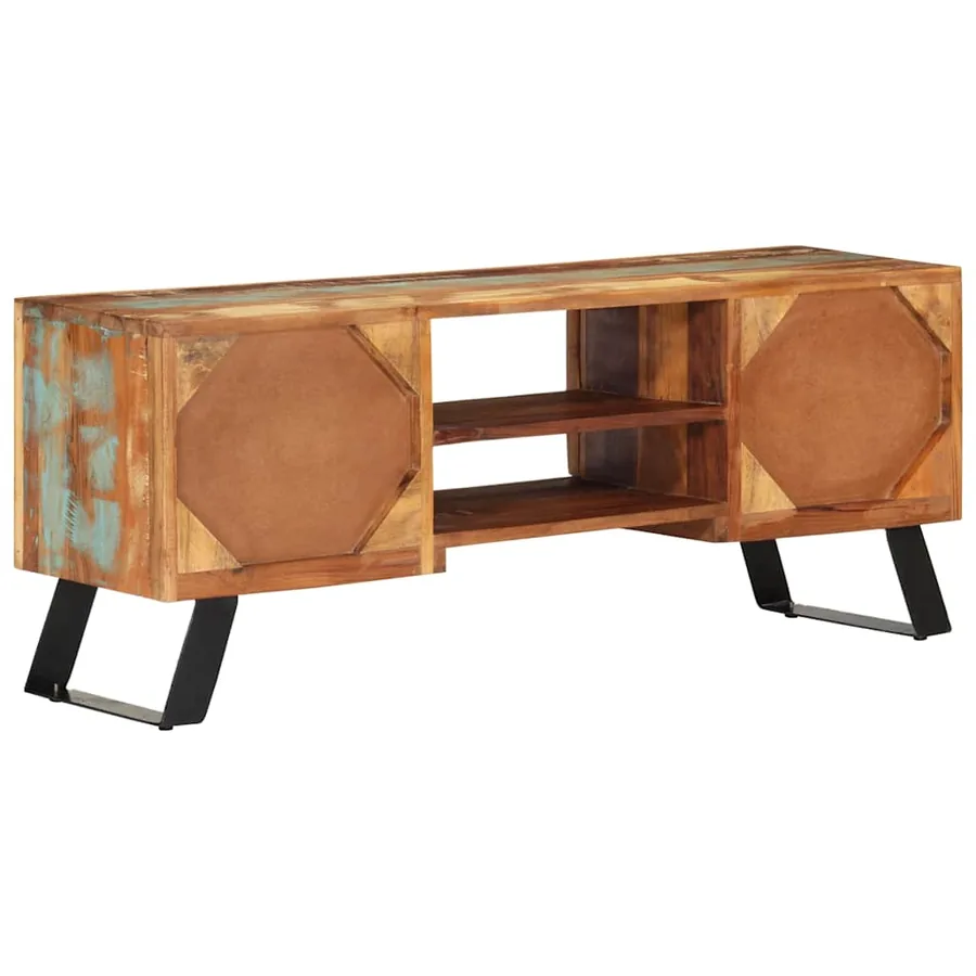 Meuble TV 112x30x45 cm bois massif de récupération - 6