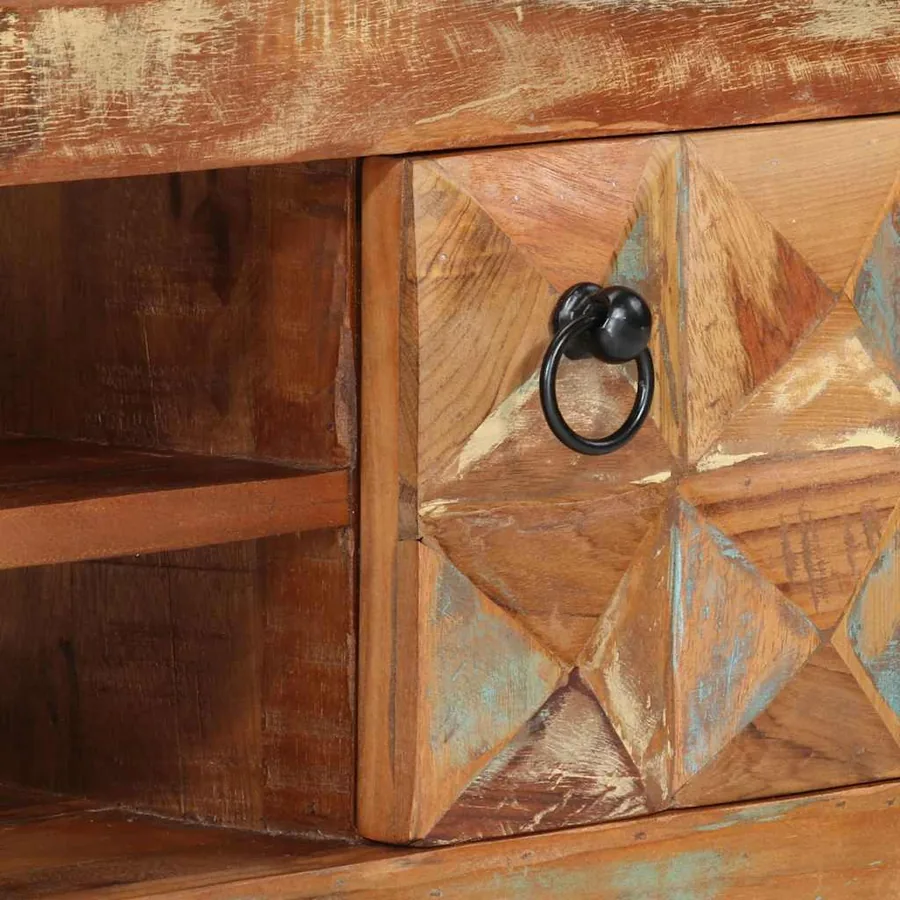 Meuble TV 112x30x45 cm bois massif de récupération - 7