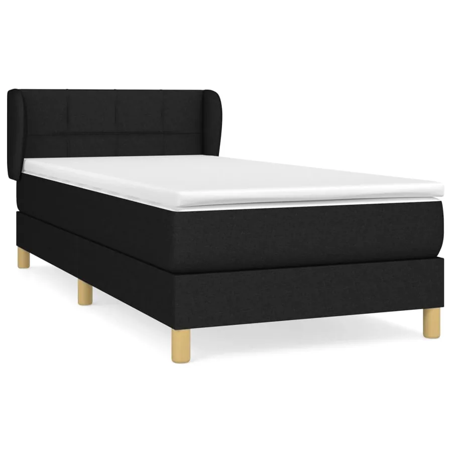 Sommier à lattes de lit avec matelas Noir 90x190 cm Tissu - 2