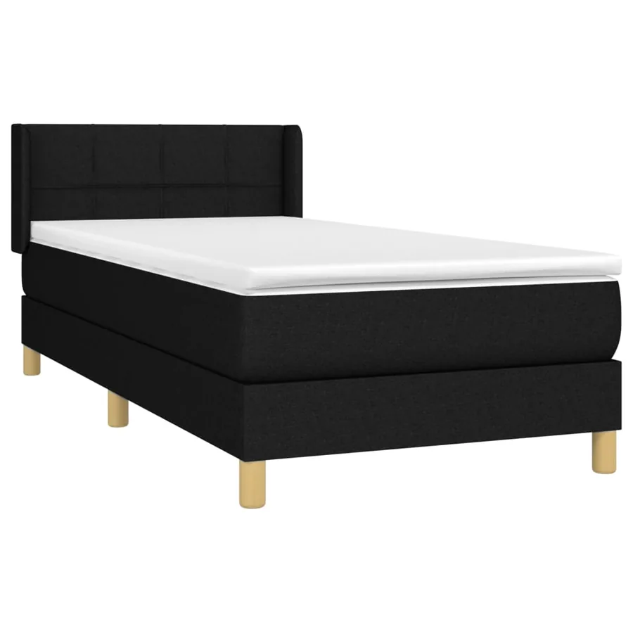 Sommier à lattes de lit avec matelas Noir 90x200 cm Tissu - 3
