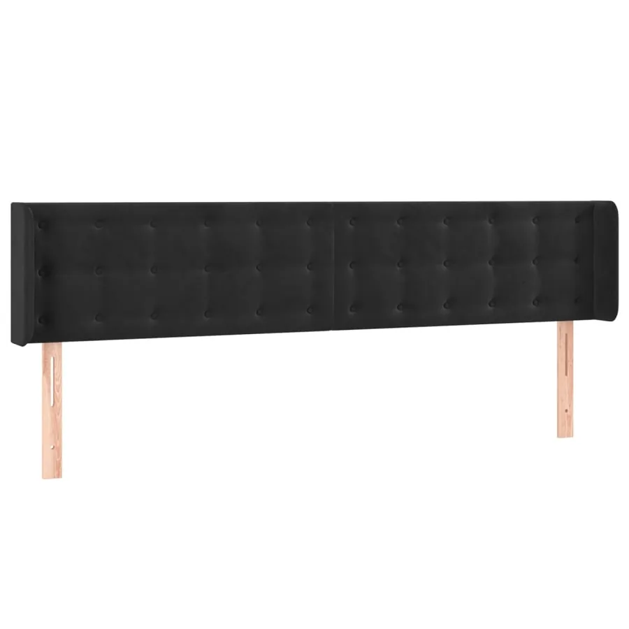 Tête de lit avec oreilles Noir 163x16x78/88 cm Velours - 2