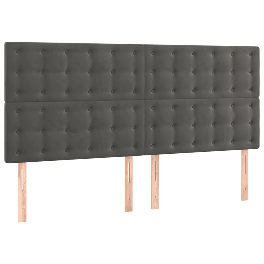 Tête de lit à LED Gris foncé 160x5x118/128 cm Velours - 4