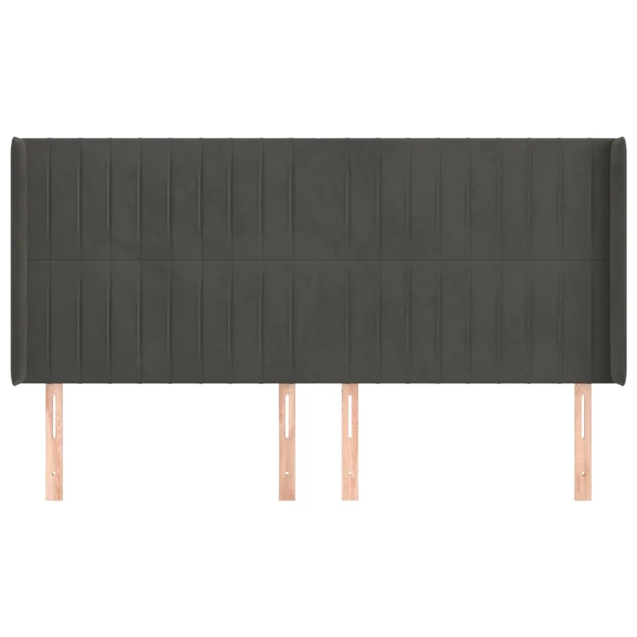 Tête de lit avec oreilles Gris foncé 163x16x118/128 cm Velours - 3