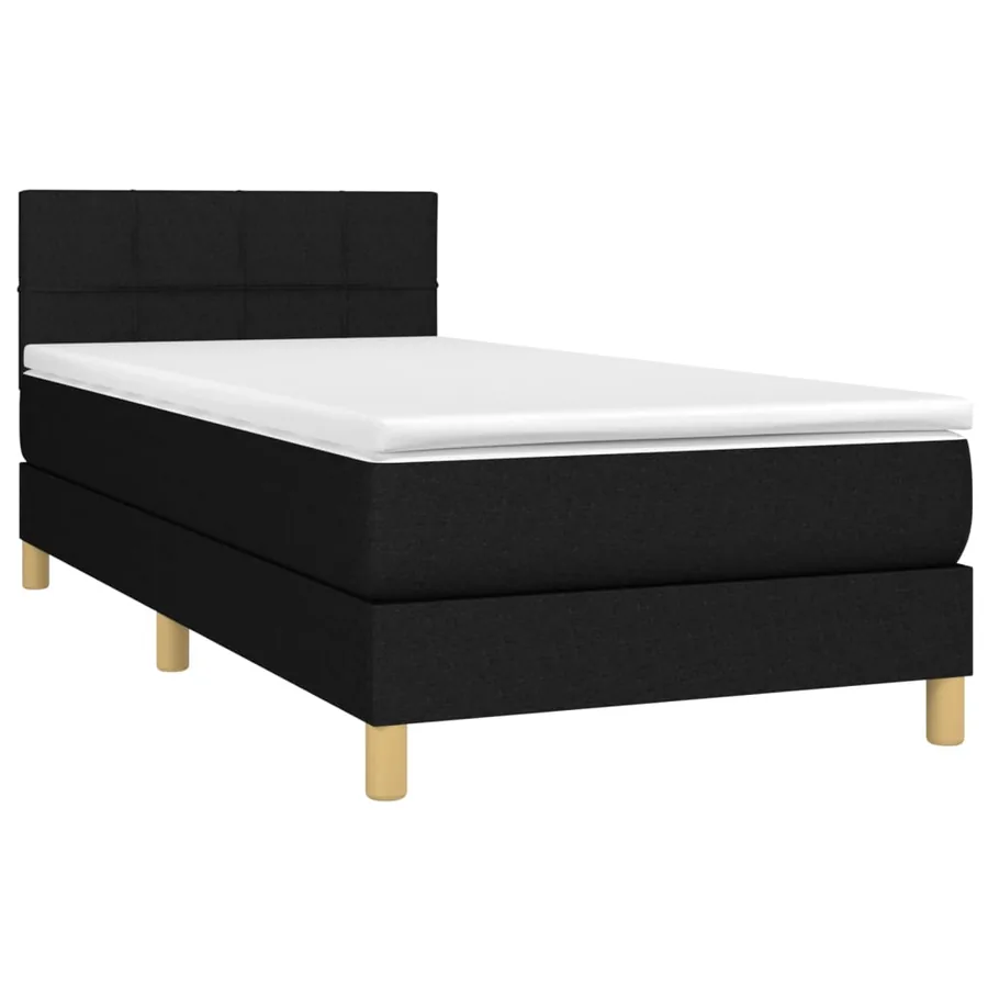 Sommier à lattes de lit avec matelas Noir 90x200 cm Tissu - 3