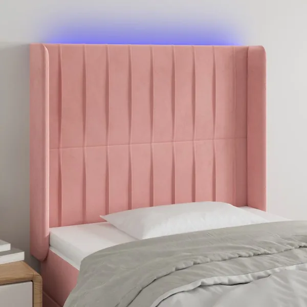 Tête de lit à LED Rose 93x16x118/128 cm Velours