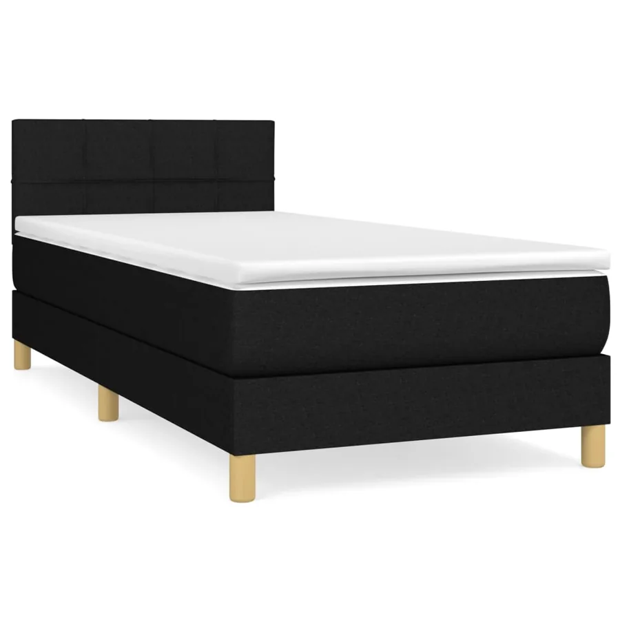 Sommier à lattes de lit avec matelas Noir 90x190 cm Tissu - 2