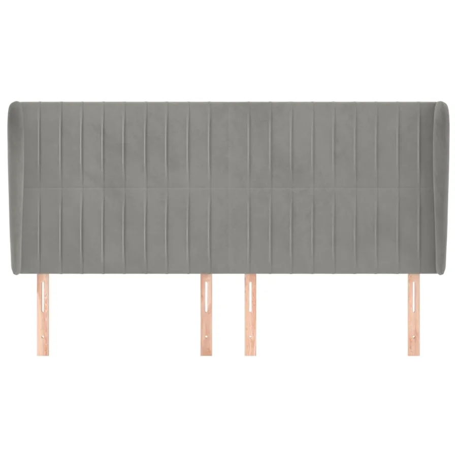 Tête de lit avec oreilles Gris clair 163x23x118/128 cm Velours - 3