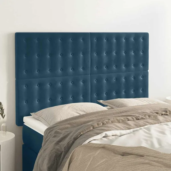 Tête de lit Bleu foncé 144 x 5 x 118/128 cm Velours
