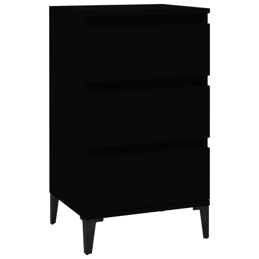 Table de chevet noir 40x35x70 cm bois d’ingénierie - 2
