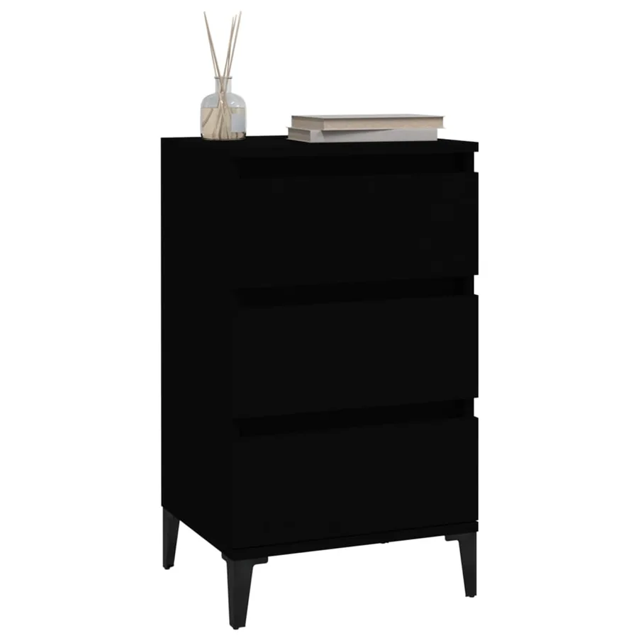 Table de chevet noir 40x35x70 cm bois d’ingénierie - 4