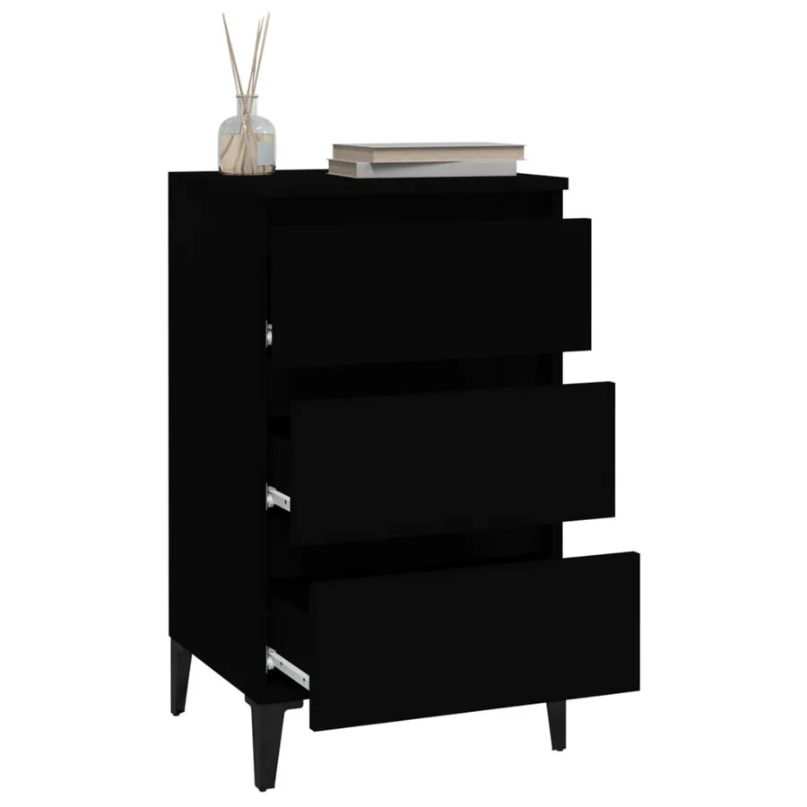 Table de chevet noir 40x35x70 cm bois d’ingénierie - 5