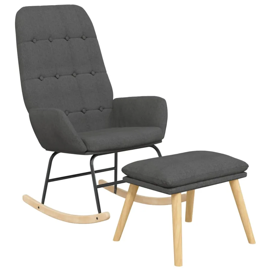 Chaise à bascule avec repose-pied Gris foncé Tissu - 3