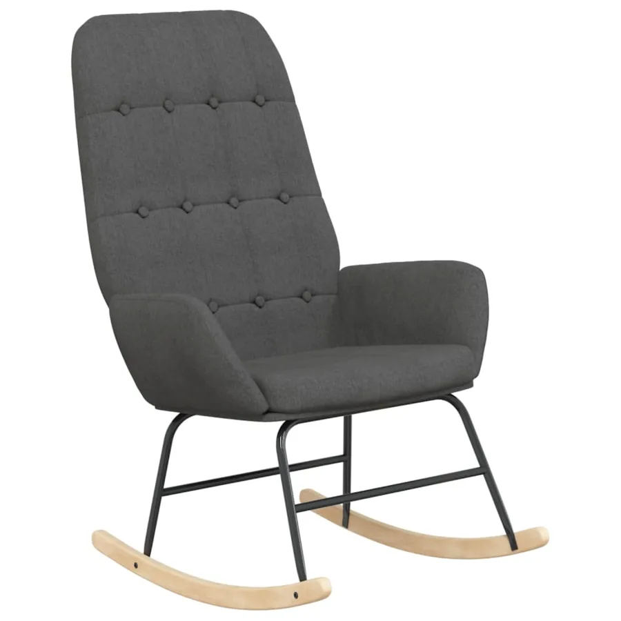 Chaise à bascule avec repose-pied Gris foncé Tissu - 4