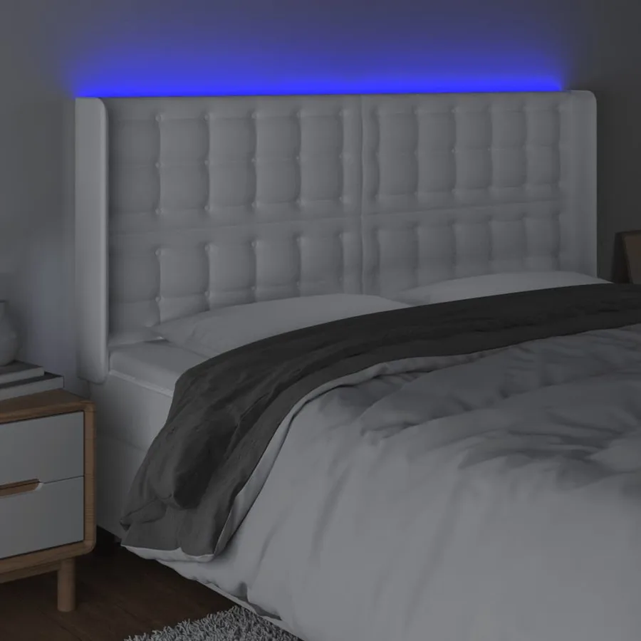 Tête de lit à LED Blanc 163x16x118/128 cm Similicuir - 4