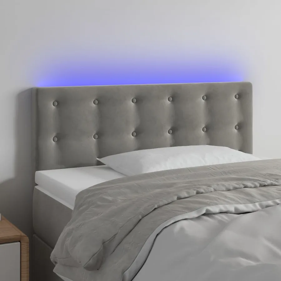 Tête de lit à LED Gris clair 90x5x78/88 cm Velours