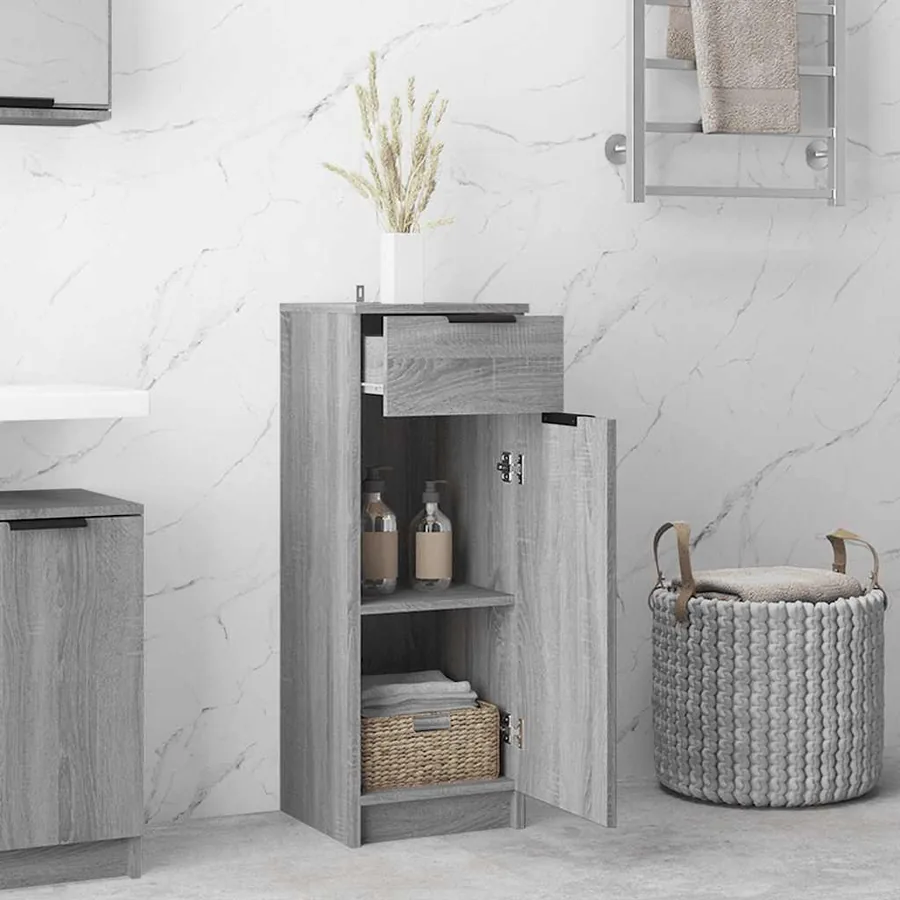 Armoire de bain Sonoma gris 32x34x90 cm Bois d'ingénierie - 3