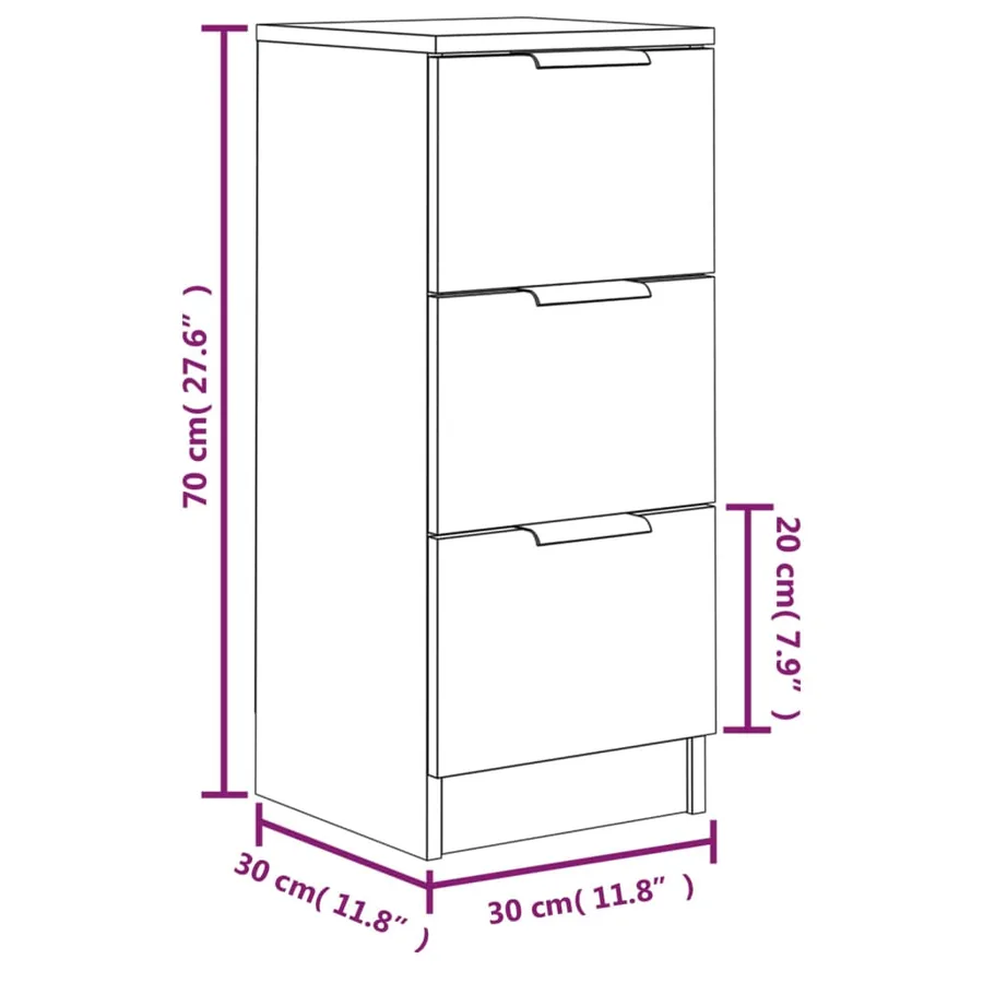 Buffets 2 pcs Chêne fumé 30x30x70 cm Bois d'ingénierie - 8