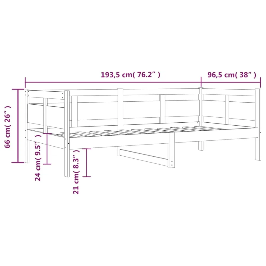 Lit de jour sans matelas bois de pin massif 90x190 cm - 11