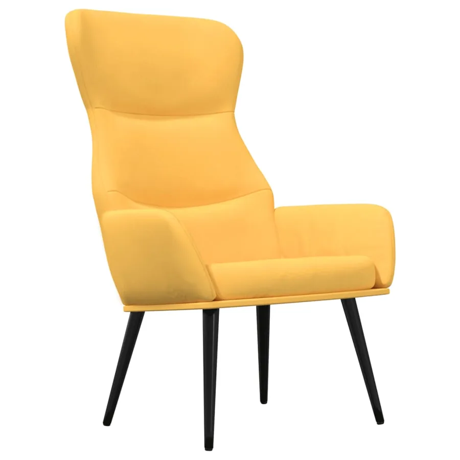 Chaise de relaxation avec tabouret Jaune moutarde Tissu - 3
