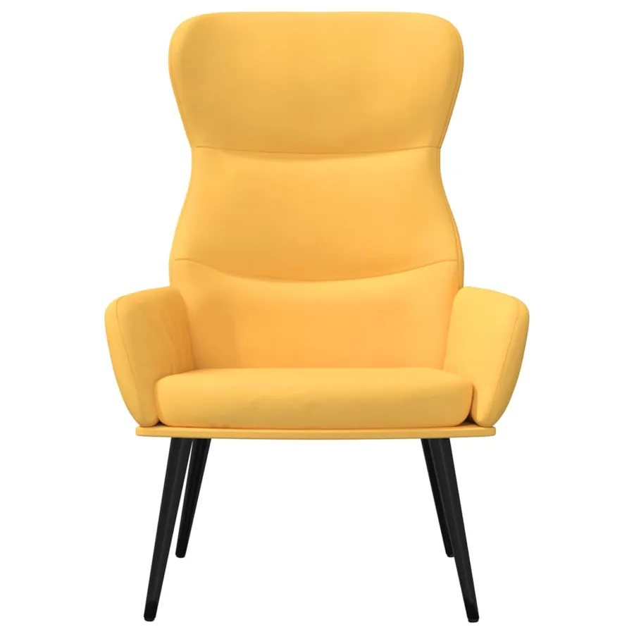 Chaise de relaxation avec tabouret Jaune moutarde Tissu - 4