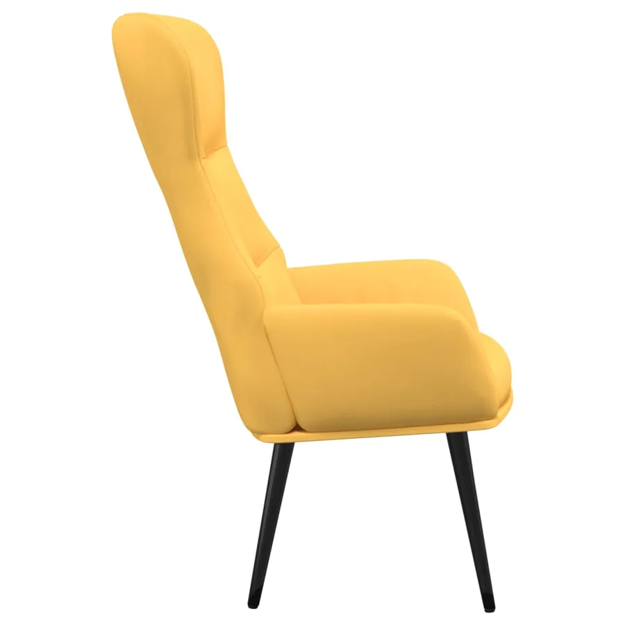 Chaise de relaxation avec tabouret Jaune moutarde Tissu - 5