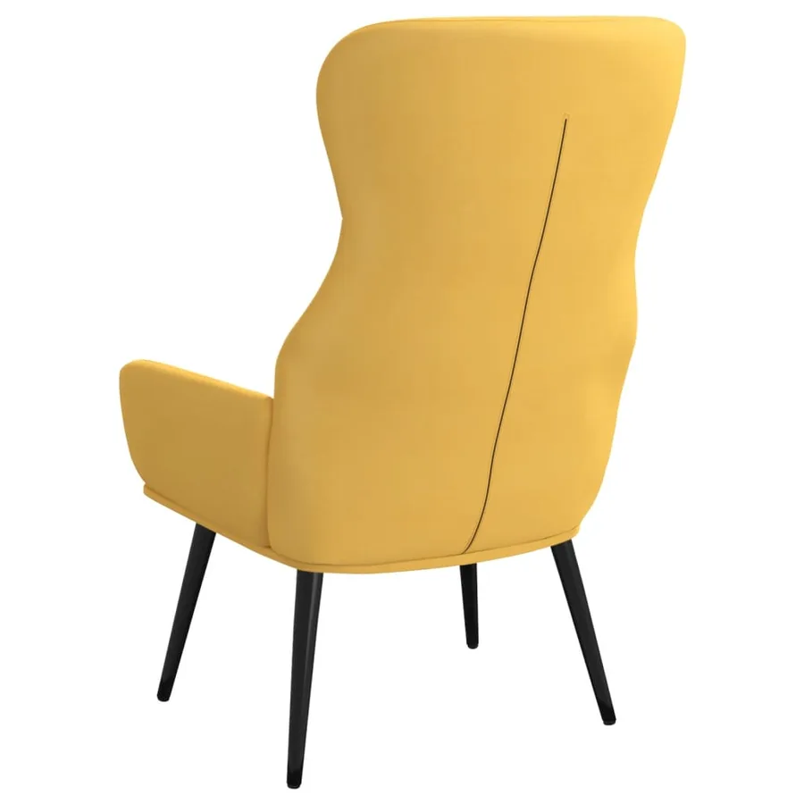 Chaise de relaxation avec tabouret Jaune moutarde Tissu - 6