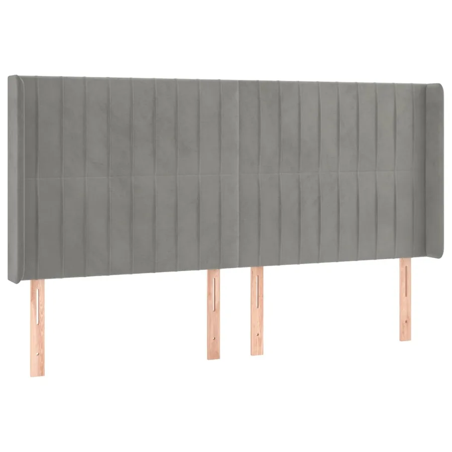 Tête de lit avec oreilles Gris clair 183x16x118/128 cm Velours - 2