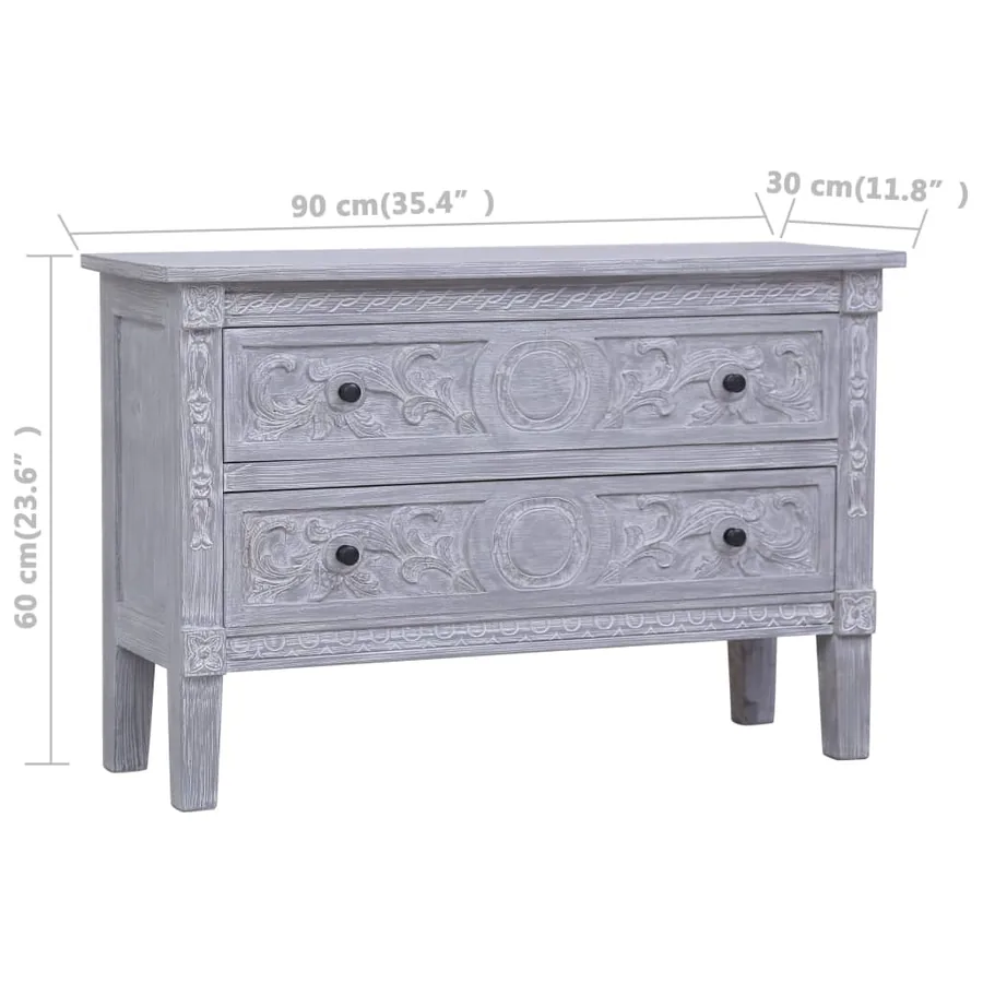 Buffet avec 2 tiroirs 90x30x60 cm Bois d'acajou massif - 10