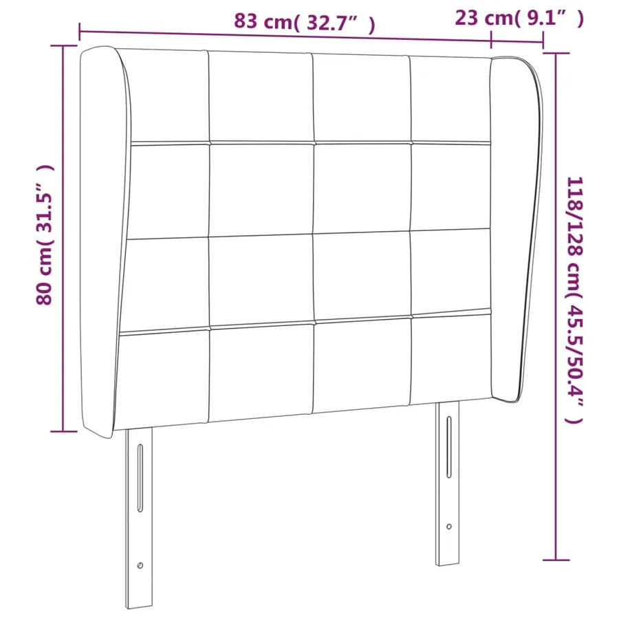 Tête de lit avec oreilles Gris foncé 83x23x118/128 cm Tissu - 9