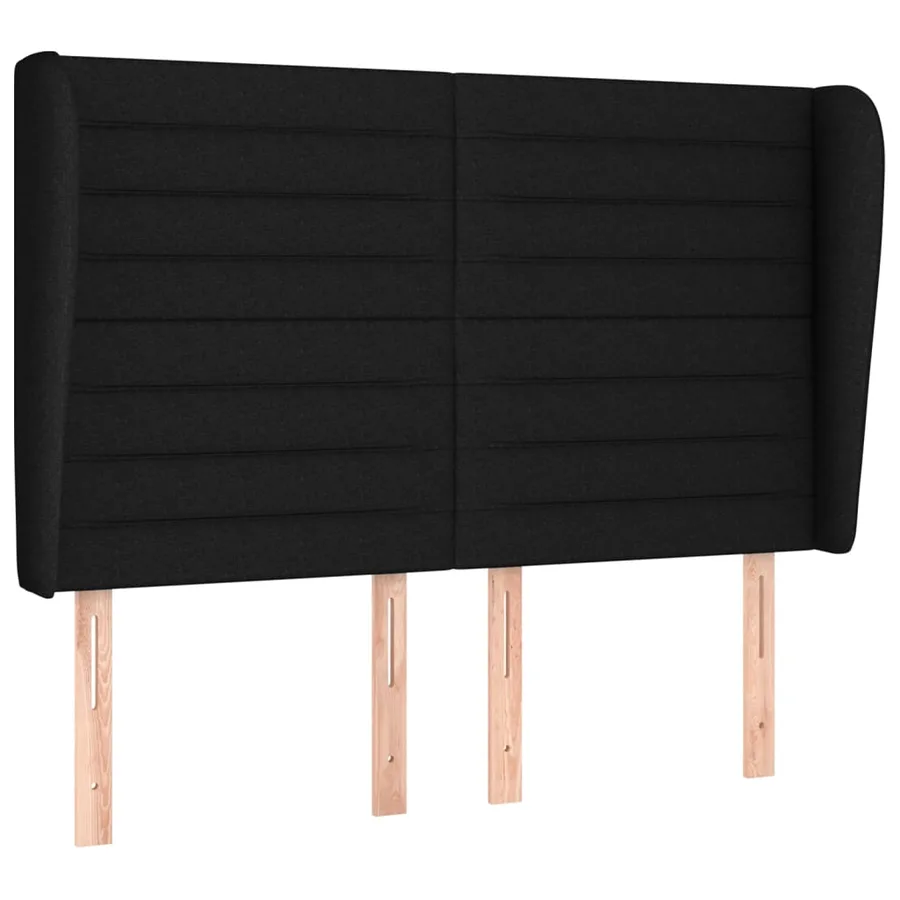 Tête de lit avec oreilles Noir 147x23x118/128 cm Tissu - 2
