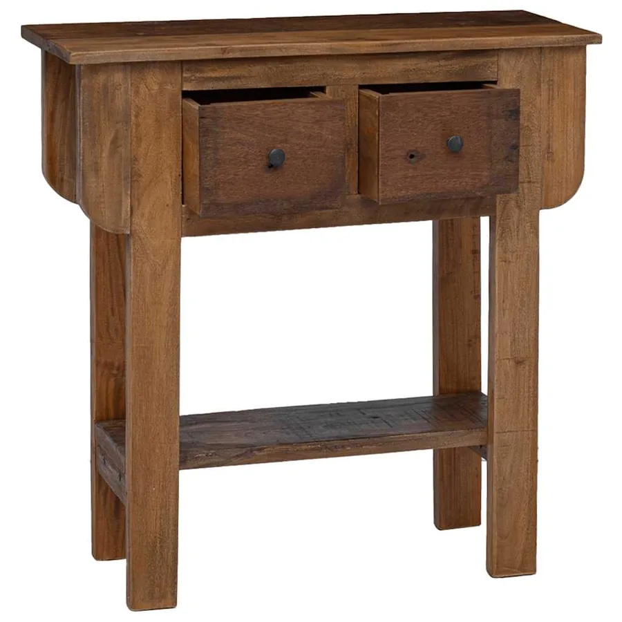 Table console bois de récupération mélangé 80x35x80 cm - 3