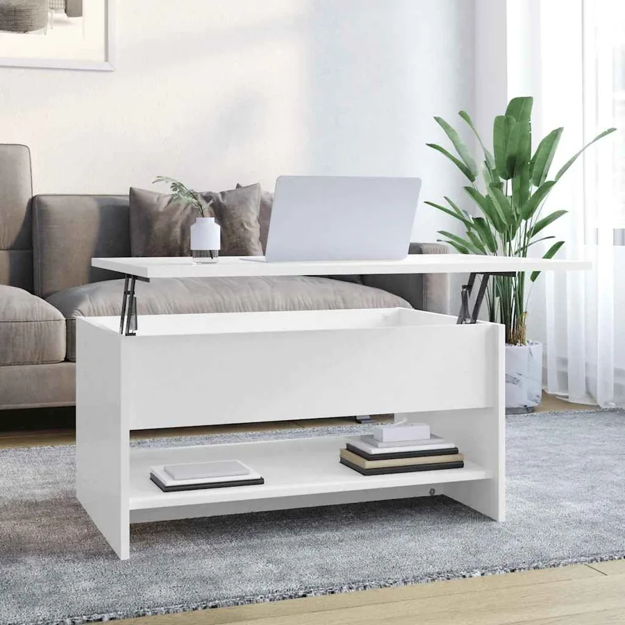 Table basse Blanc brillant 80x50x40 cm Bois d'ingénierie