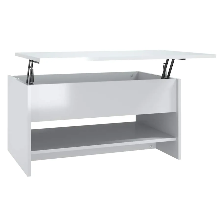 Table basse Blanc brillant 80x50x40 cm Bois d'ingénierie - 2
