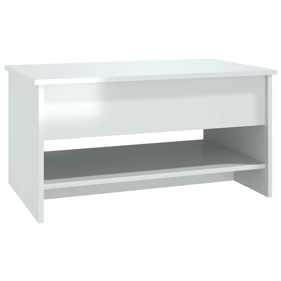 Table basse Blanc brillant 80x50x40 cm Bois d'ingénierie - 5