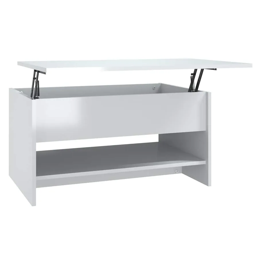 Table basse Blanc brillant 80x50x40 cm Bois d'ingénierie - 8