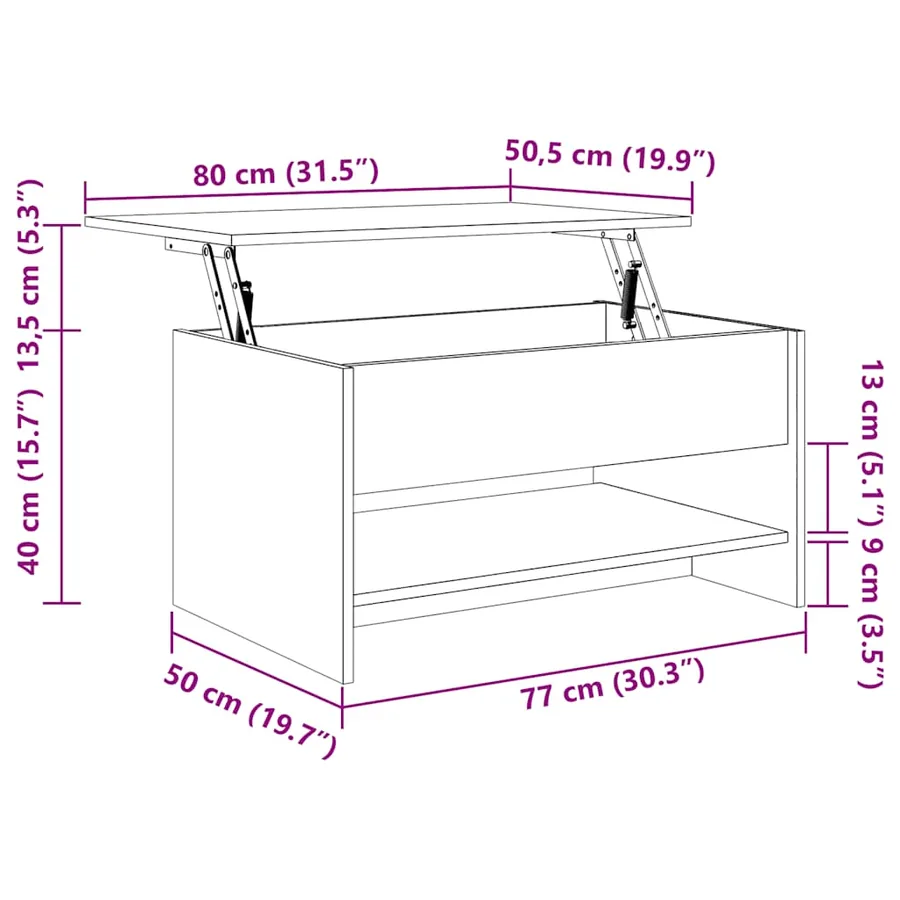 Table basse Blanc brillant 80x50x40 cm Bois d'ingénierie - 9