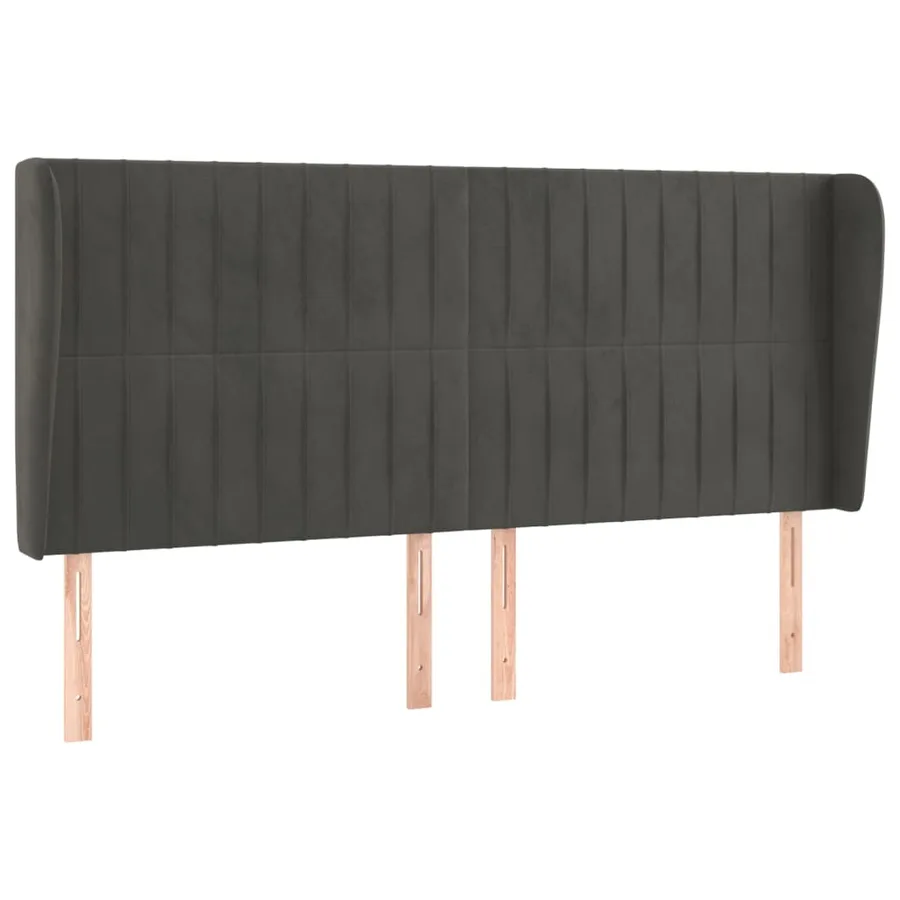 Tête de lit avec oreilles Gris foncé 183x23x118/128 cm Velours - 2