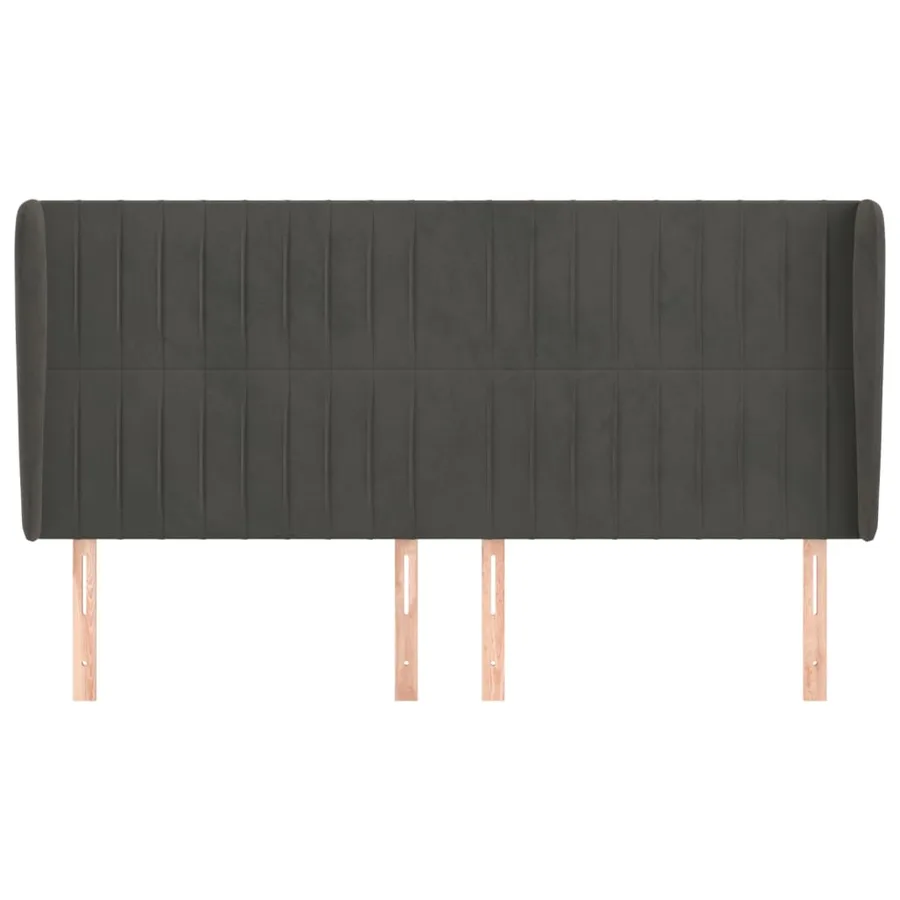 Tête de lit avec oreilles Gris foncé 183x23x118/128 cm Velours - 3