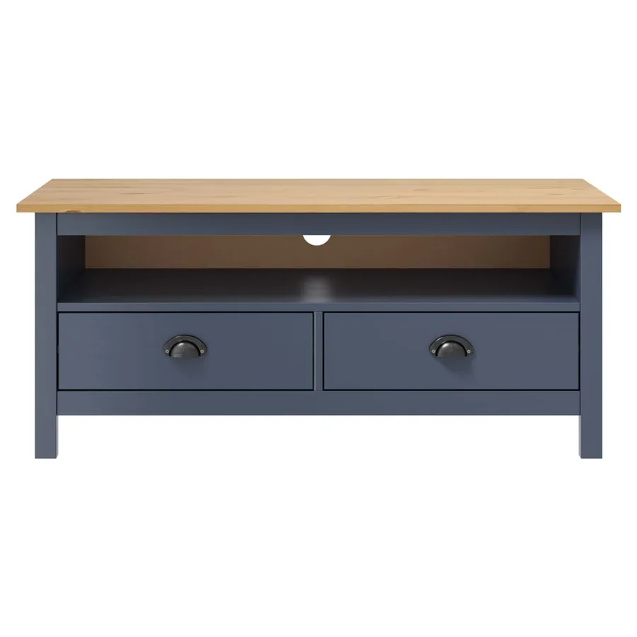 Meuble TV Hill Range Gris 110x40x47 cm Bois de pin solide - 2