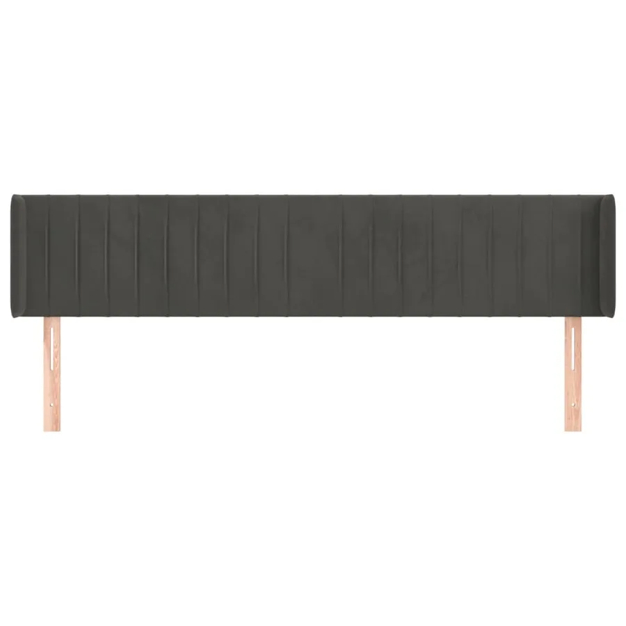 Tête de lit avec oreilles Gris foncé 183x16x78/88 cm Velours - 3