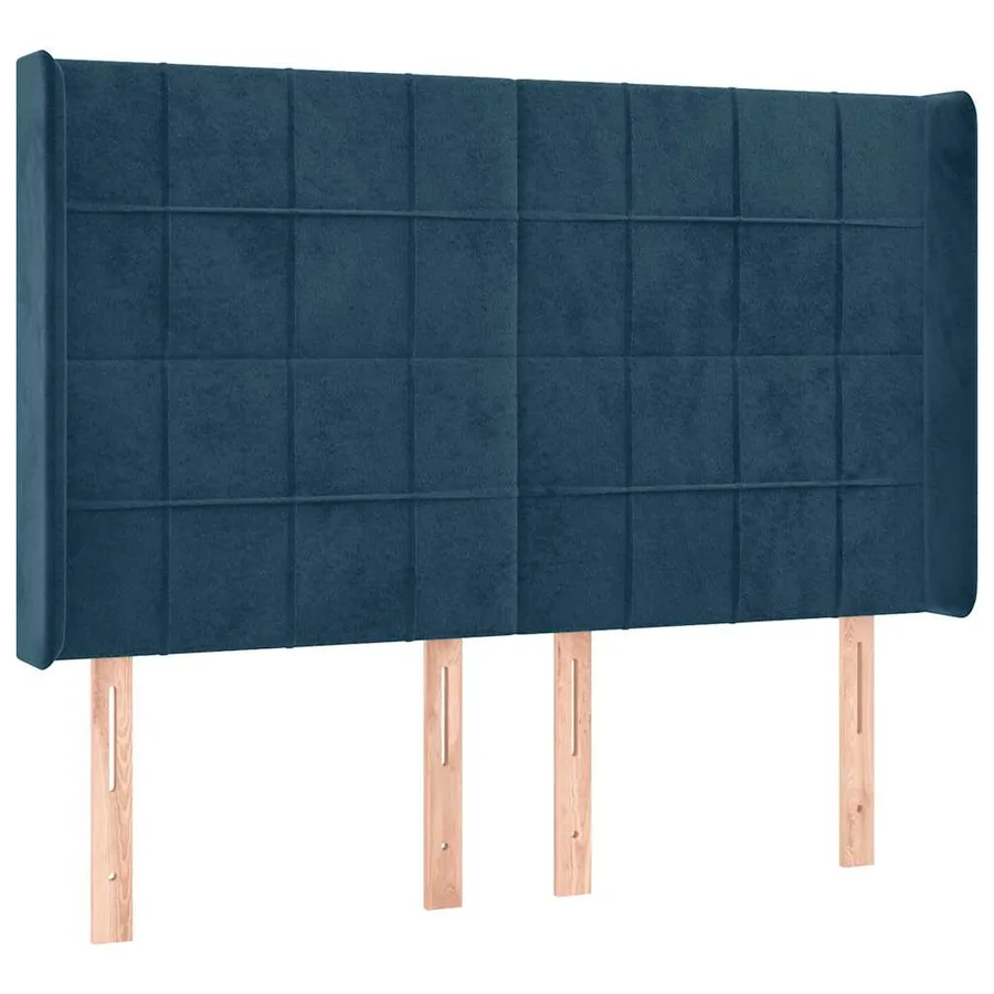 Tête de lit avec oreilles Bleu foncé 147x16x118/128 cm Velours - 2
