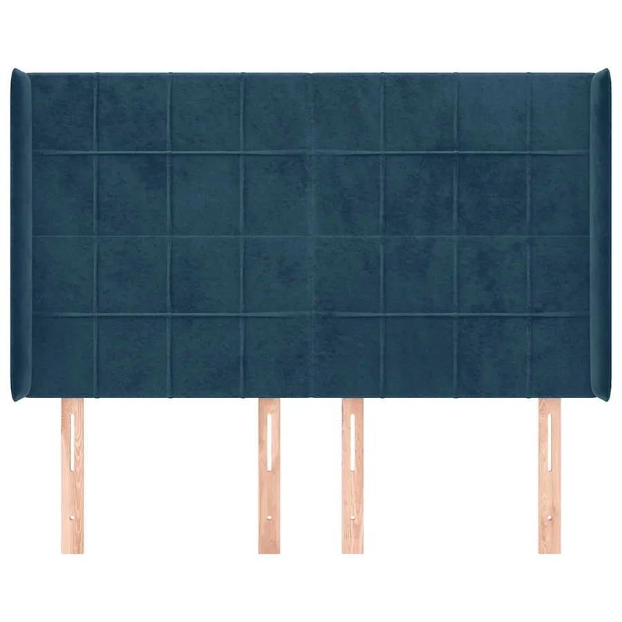 Tête de lit avec oreilles Bleu foncé 147x16x118/128 cm Velours - 3