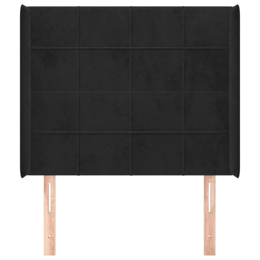 Tête de lit avec oreilles Noir 93x16x118/128 cm Velours - 3