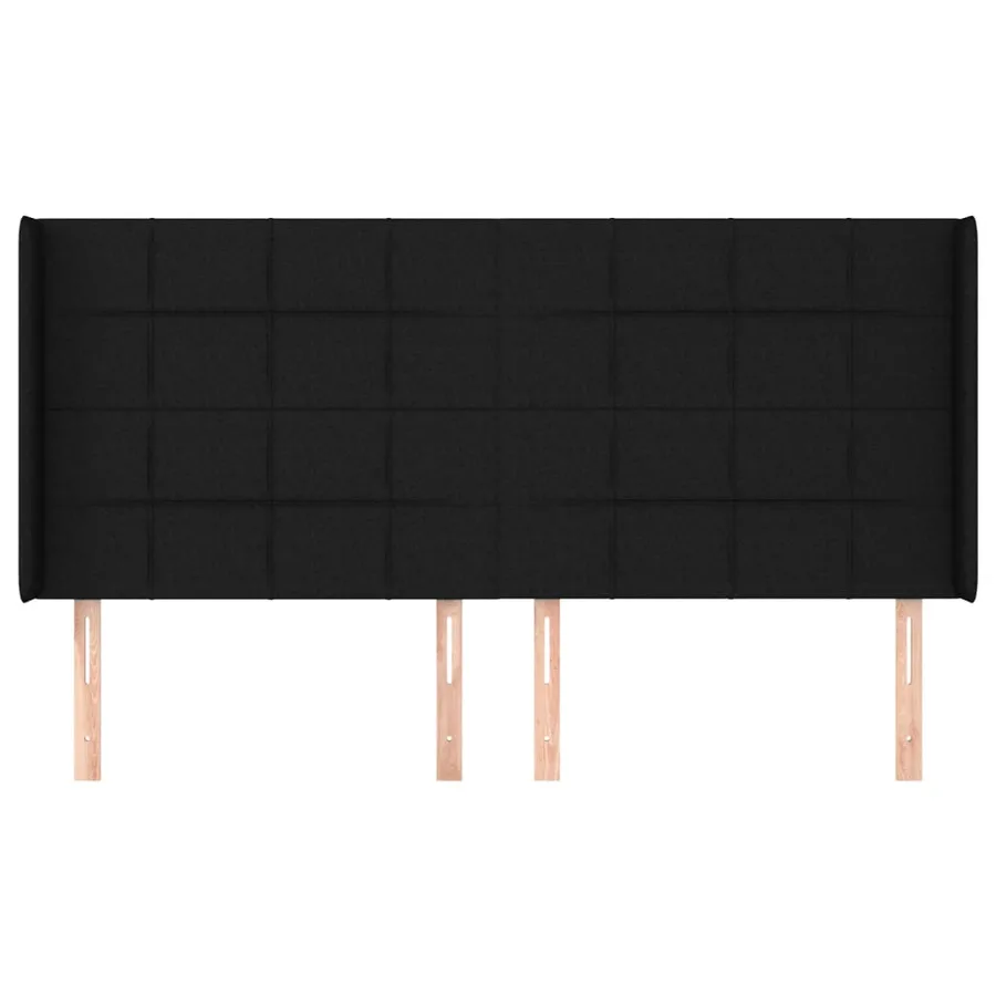 Tête de lit avec oreilles Noir 163x16x118/128 cm Tissu - 3